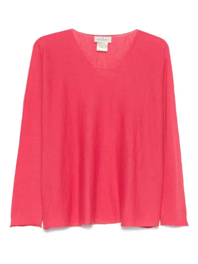 Bruno Manetti Relaxed Fit Deep V-neck Pink Sweater