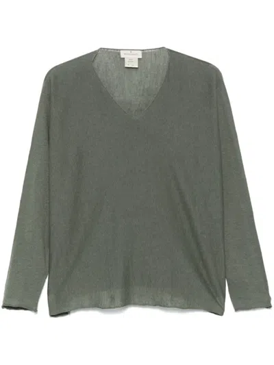 Bruno Manetti Relaxed Fit Green Linen-cotton Blend Sweatshirt