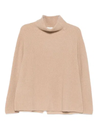 Bruno Manetti Roll-neck Ribbed Sweater In Neutral