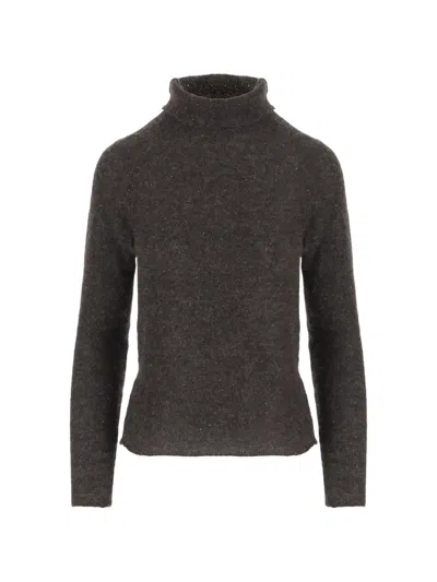 Bruno Manetti Sequin-embellished Roll-neck Sweater In Brown