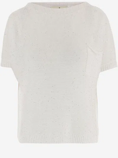 Bruno Manetti Short Sleeved Jersey In Linen And Cotton Blend In White