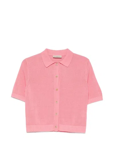 Bruno Manetti Short-sleeve Button-up Cardigan In Pink