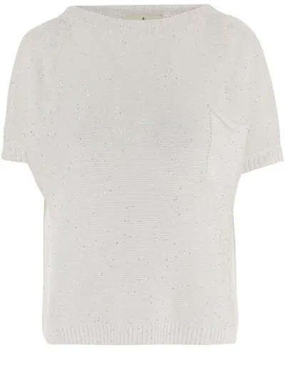 Bruno Manetti Short-sleeved Jersey In Linen In Multi