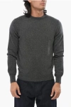 Bruno Manetti Solid Color Cashmere Crew-neck Sweater In Gray