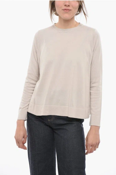 Bruno Manetti Solid Color Lightweight Cotton Crew-neck Sweater In Neutral