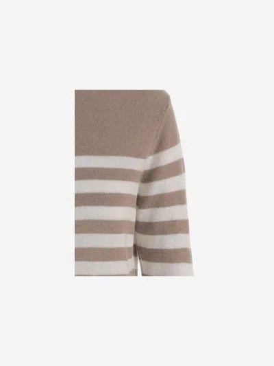 Bruno Manetti Striped Cashmere Sweater In Brown