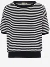 Bruno Manetti Striped-pattern Crew-neck Sweater In Black