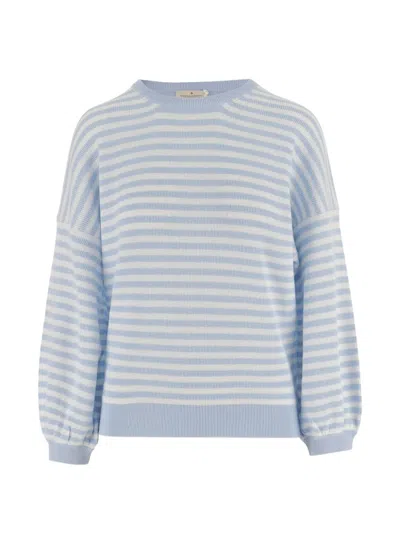 Bruno Manetti Striped Crew-neck Top In Blue