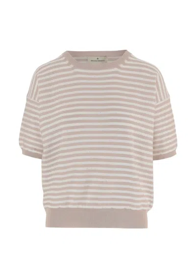 Bruno Manetti Striped-pattern Crew-neck Sweater In Neutral