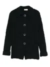 Bruno Manetti Textured Buttoned Cardigan In Black
