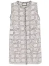Bruno Manetti Textured Knit Grey Jacket With Fringed Edge In Neutral