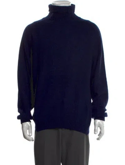 Pre-owned Bruno Manetti Turtleneck Long Sleeve Pullover In Blue