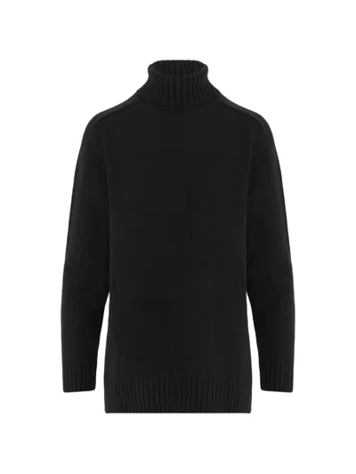 Bruno Manetti Black Virgin Wool Cashmere Turtle-neck Sweater