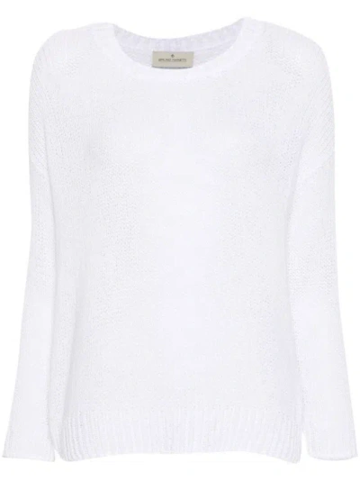 Bruno Manetti Crew-neck Open-knit Jumper In White