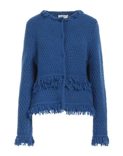 Bruno Manetti Woman Cardigan Blue Size 14 Cashmere