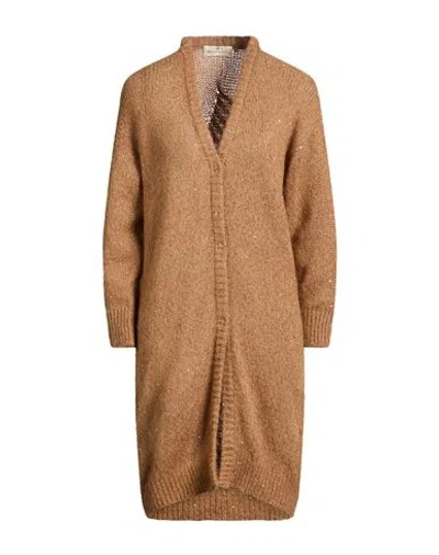 Bruno Manetti Woman Cardigan Camel Size 6 Polyester, Polyamide, Alpaca Wool, Metallic Fiber In Brown