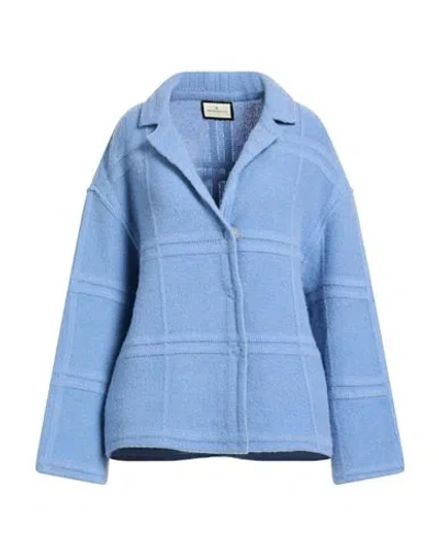 Bruno Manetti Woman Cardigan Light Blue Size 2 Virgin Wool, Nylon