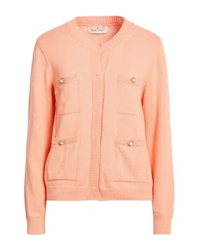 Bruno Manetti Woman Cardigan Salmon Pink Size 8 Cotton, Nylon