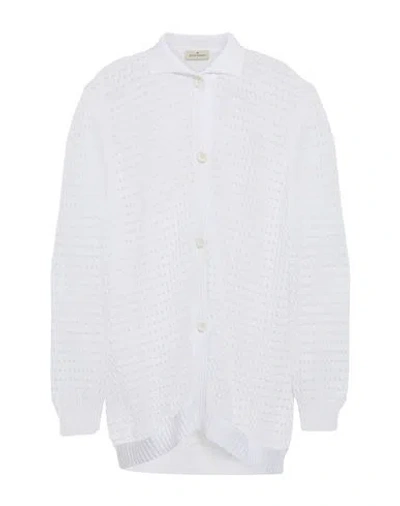 Bruno Manetti Woman Cardigan White Size 16 Cotton In White