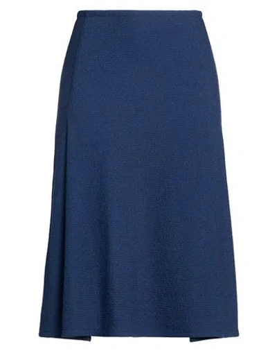 Bruno Manetti Woman Midi Skirt Blue Size 6 Virgin Wool