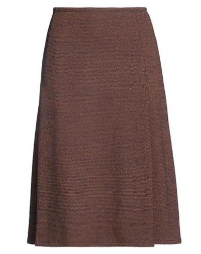 Bruno Manetti Woman Midi Skirt Brown Size 6 Virgin Wool