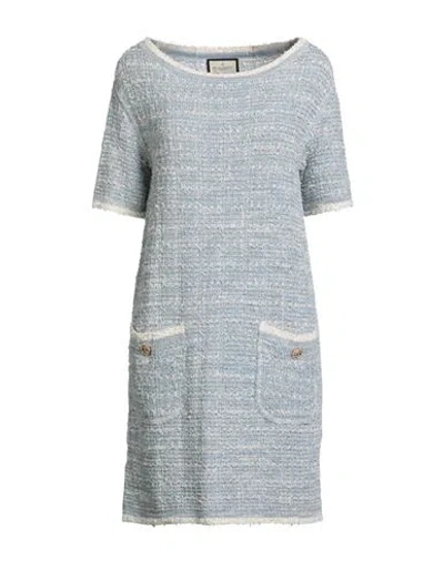 Bruno Manetti Woman Mini Dress Light Blue Size 4 Cotton, Linen, Polyester, Polyamide