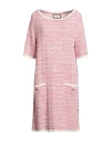 Bruno Manetti Woman Mini Dress Pink Size 10 Cotton, Linen, Polyester, Polyamide