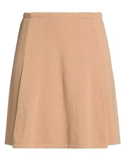 Bruno Manetti Woman Mini Skirt Camel Size 6 Virgin Wool, Cashmere, Elastane In Sand