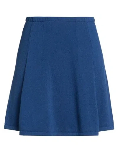 Bruno Manetti Woman Mini Skirt Midnight Blue Size 6 Virgin Wool, Cashmere, Elastane In Animal Print