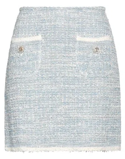 Bruno Manetti Woman Mini Skirt Sky Blue Size 8 Cotton, Linen, Polyester, Polyamide