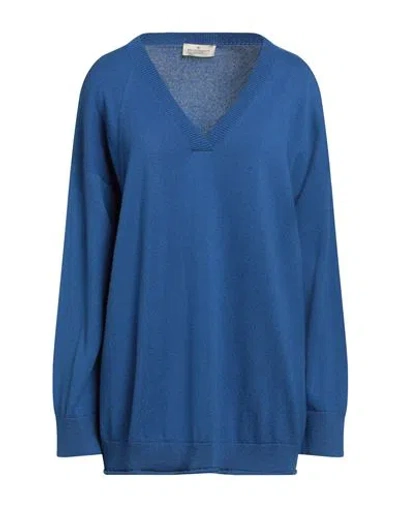 Bruno Manetti Woman Sweater Blue Size 16 Cashmere