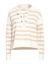Bruno Manetti Woman Sweater Camel Size 8 Cotton, Polyamide In Beige