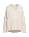 Bruno Manetti Woman Sweater Ivory Size 10 Cotton, Polyamide In White
