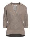 Bruno Manetti Woman Sweater Khaki Size 6 Cotton In Beige