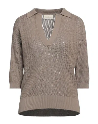 Bruno Manetti Woman Sweater Khaki Size 6 Cotton In Beige