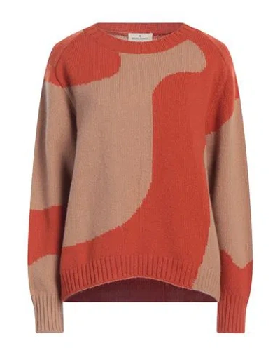 Bruno Manetti Woman Sweater Orange Size 10 Virgin Wool, Cashmere