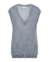Bruno Manetti Woman Sweater Slate Blue Size 10 Linen, Polyester, Cotton