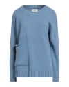 Bruno Manetti Woman Sweater Slate Blue Size 8 Cashmere In Blue