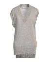 Bruno Manetti Woman Sweater Taupe Size 10 Linen, Polyester, Cotton In Grey