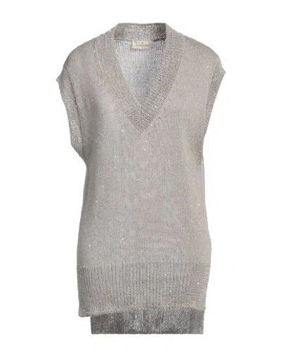 Bruno Manetti Woman Sweater Taupe Size 10 Linen, Polyester, Cotton In Grey