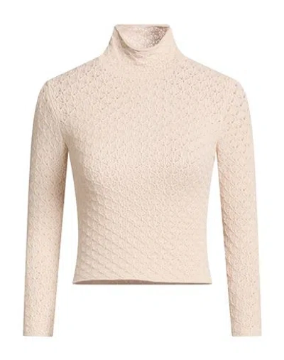 Bruno Manetti Woman Turtleneck Beige Size 4 Cashmere, Elastane In Neutral