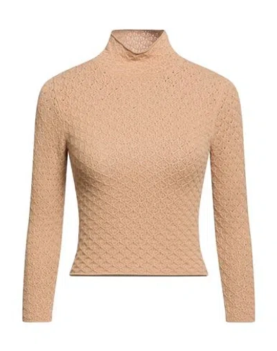 Bruno Manetti Woman Turtleneck Camel Size 2 Cashmere, Elastane In Neutral