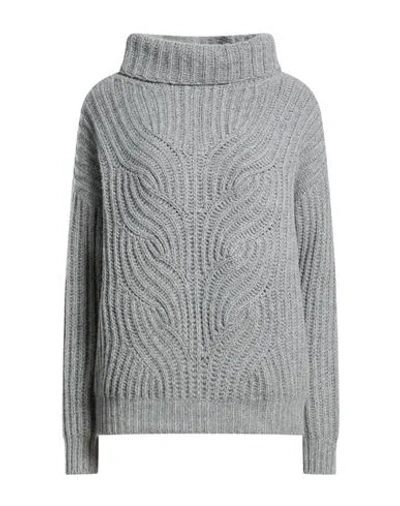Bruno Manetti Woman Turtleneck Grey Size 8 Virgin Wool, Cashmere In Gray