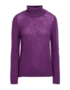 Bruno Manetti Woman Turtleneck Purple Size 10 Cashmere In Purple