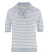 Bruno Manetti Striped-pattern Collared T-shirt In Blue