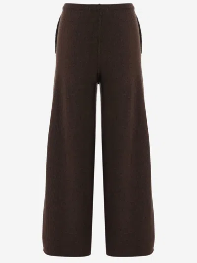 Bruno Manetti Wool And Cashmere Knit Trousers In Brown