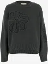Bruno Manetti Flower-applique Crew-neck Sweater In Gray