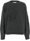 Bruno Manetti Flower-applique Crew-neck Sweater In Green