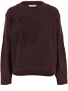 Bruno Manetti Flower-applique Crew-neck Sweater In Brown