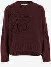Bruno Manetti Flower-applique Crew-neck Sweater In Red